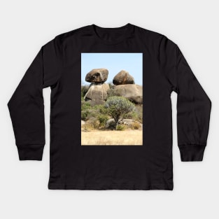 Rock Formations, Kopjes in Serengeti National Park, Tanzania Kids Long Sleeve T-Shirt